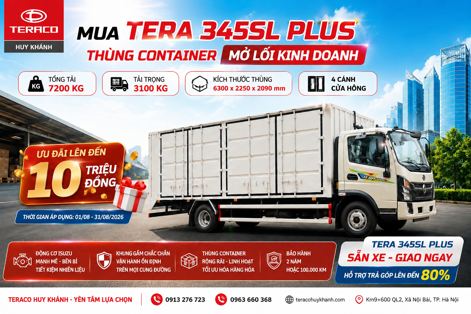 TERA 345SL PLUS THÙNG CONTAINER – MỞ LỐI KINH DOANH, ƯU ĐÃI HẤP DẪN