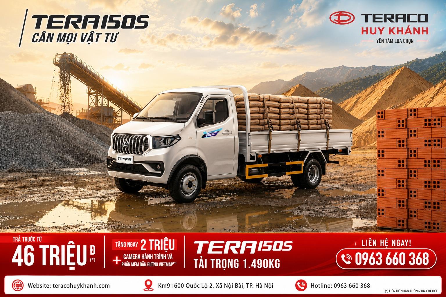 TERA150S THÙNG LỬNG – GIẢI PHÁP VẬN CHUYỂN VẬT TƯ TỐI ƯU CHO BÁC TÀI