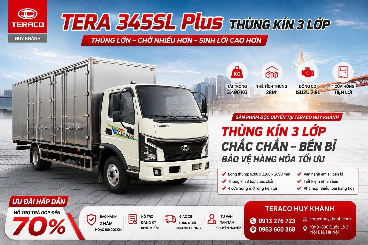 TERA 345SL Plus Thùng Kín 3 Lớp – Thùng Lớn, Chở Nhiều Hơn, Sinh Lời Cao Hơn