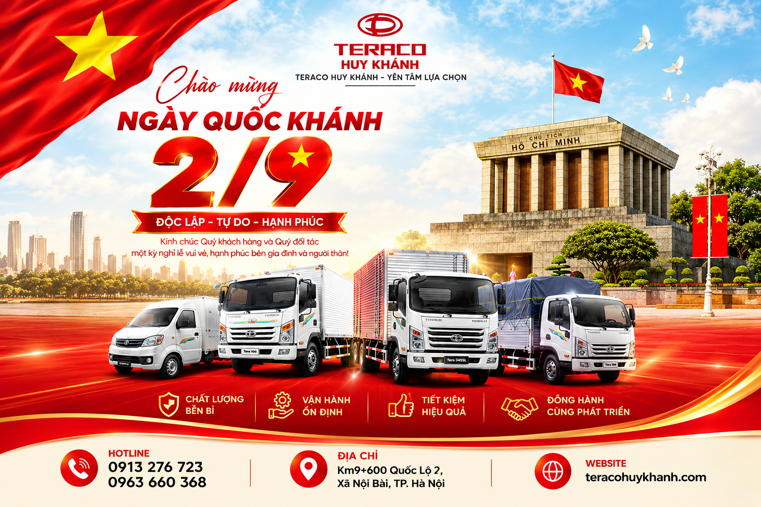 TERACO HUY KHÁNH CHÀO MỪNG QUỐC KHÁNH 2/9 – ĐỘC LẬP, TỰ DO, HẠNH PHÚC