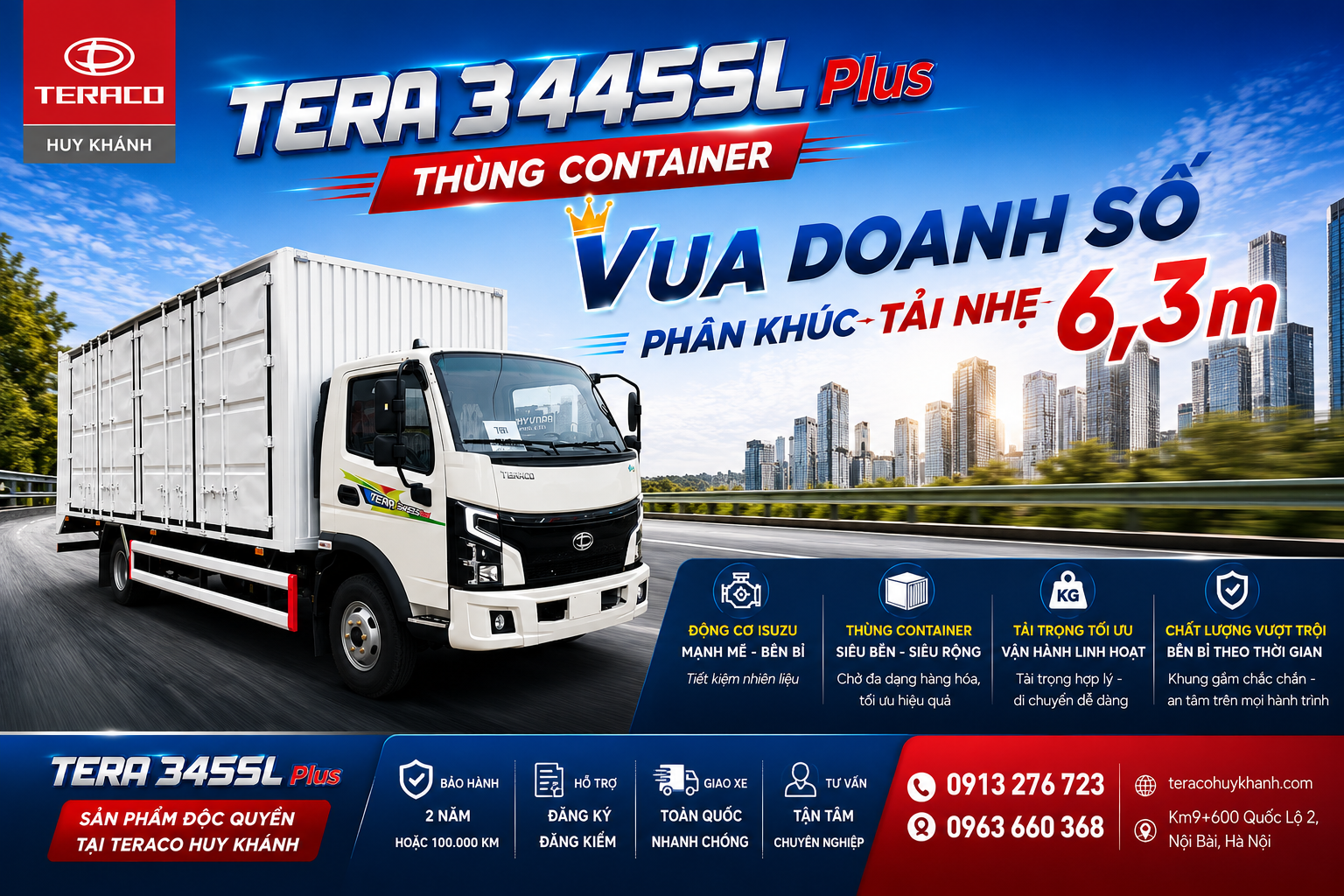 TERA 345SL Plus Thùng Container – Giải pháp vận tải tối ưu cho mọi ngành nghề