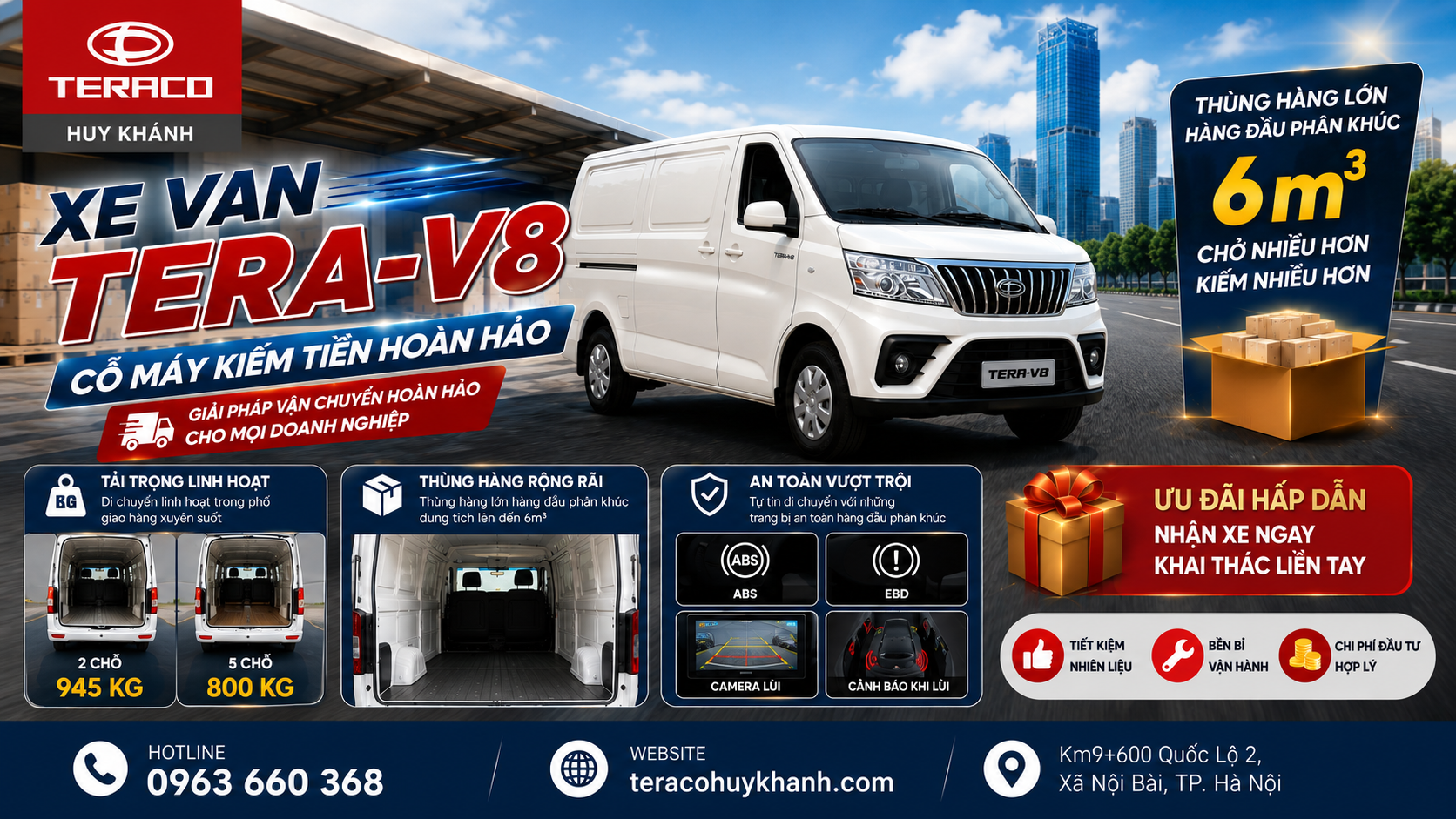 XE VAN TERA-V8 – CỖ MÁY KIẾM TIỀN HOÀN HẢO CHO MỌI DOANH NGHIỆP